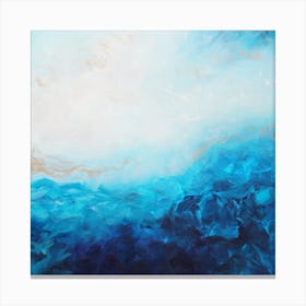 Blue Sea And Gold Painting 2 Square Canvas Print