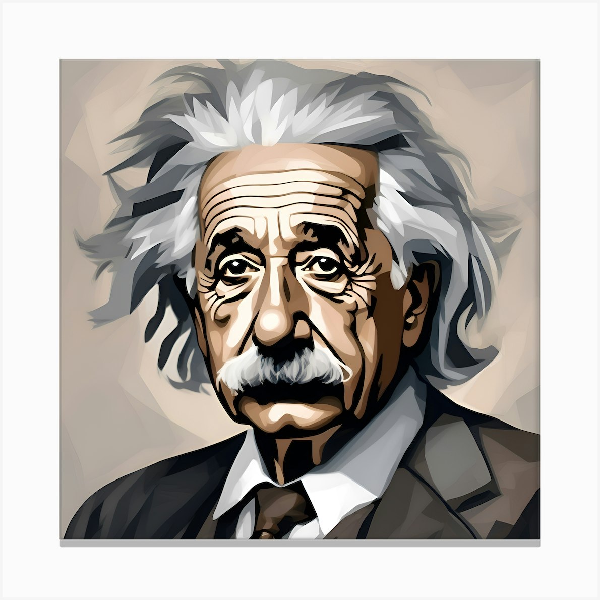 Albert Einstein Portrait Painting Line Drawing Canvas Tote Bag 