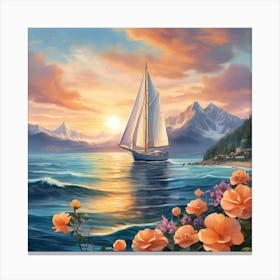 Sunset Sailboat Canvas Print