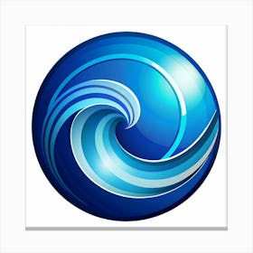 Blue Abstract Sphere With Swirling Wave Design Canvas Print