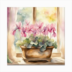 Cyclamen Flowers Planter Canvas Print