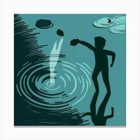 Man Throwing A Frisbee In Water Canvas Print