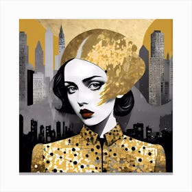 Golden Woman In The Big City Canvas Print