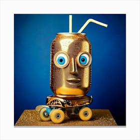 Firefly Frightened, Robot, Blue Eyes, Inline Roller Skates, Disguised, Sweaty, Gold, Aluminum Can, C (10) Canvas Print