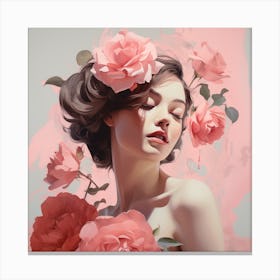 Woman With Roses Canvas Print