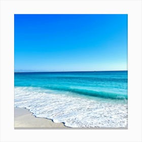 Crystal Clear Turquoise Waters Gently Lap Upon A Sun Drenched Undisturbed Sandy Beach With A Prist (3) Canvas Print