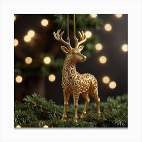 Gold Deer Ornament Canvas Print