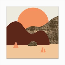  A Sunset Hues the Mountain Landscape Canvas Print