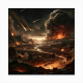 A Dramatic Scene Depicting The Great Cataclysm On Mars Canvas Print