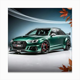 A Sleek, Metallic Green Audi Rs4 With A Aggressive Full Body Kit, Transformed Into A Rugged Pickup Truck, Showcasing Its Sporty Yet Muscular Stance On High Gloss, Black, 20 Inch Alloy Wheels, Shod With Low Profile, High Performance (3) Canvas Print