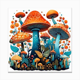 Mushrooms In The Forest 84 Canvas Print