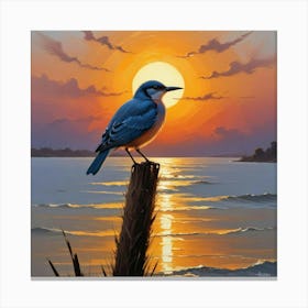 Bird And The Setting Sun Art Print Canvas Print