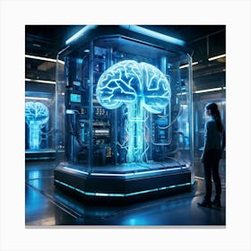 Cyber Brain Fusing Advanced Ai Technology Intricate Neural Networks Visible Glowing Circuitry Fut Canvas Print