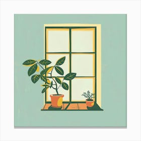 Window With A Potted Plant Canvas Print