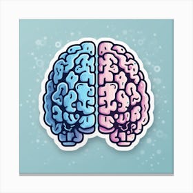 Two Brains On A Blue Background Canvas Print