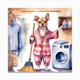 Chihuahua Busy with Laundry Canvas Print