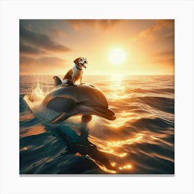 Dog And A Dolphin Canvas Print