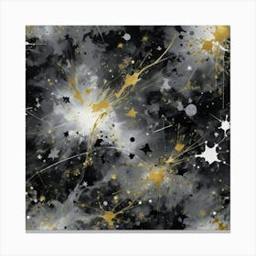 Black And Gold Splatter 1 Canvas Print