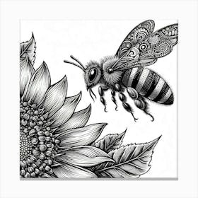 Line Art bee Canvas Print