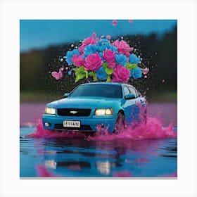 Car With Flowers Canvas Print
