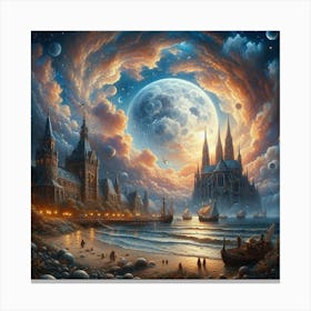 Moonlight Over The Sea Canvas Print