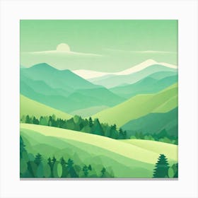 Misty mountains background in green tone 214 Canvas Print