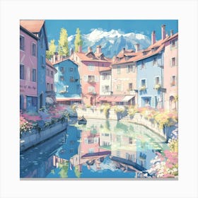 Canal Scene Annecy France Canvas Print