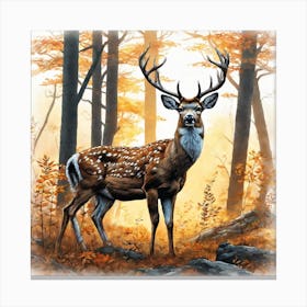 Deer In The Woods 47 Canvas Print