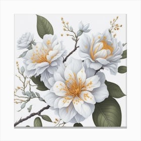 White Flowers myluckycharm3 Canvas Print