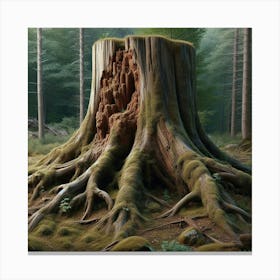 Tree Stump In The Forest Canvas Print