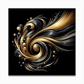 Abstract Gold And Black Swirl Design Canvas Print