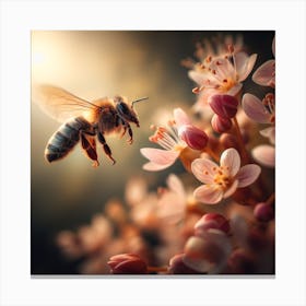Bee On Flower 1 Canvas Print