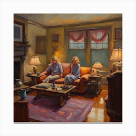 Two People In A Living Room Canvas Print
