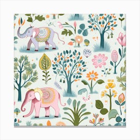 Elephants In The Jungle Canvas Print