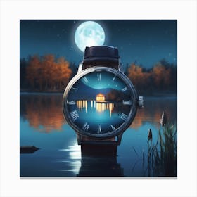 Watch In The Middle Of The Lake, Reflecting The Canvas Print