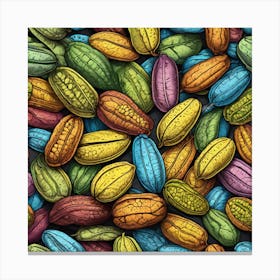 Colorful Cocoa Beans Seamless Pattern Canvas Print