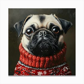 Holidays Pug 5 Canvas Print