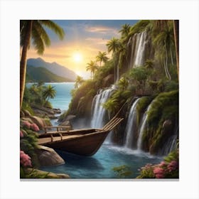 Waterfall In The Jungle 16 Canvas Print