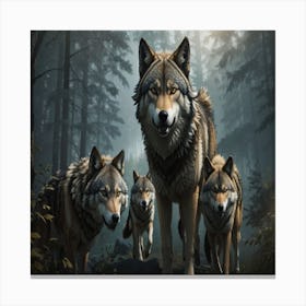 Family Of Wolves Canvas Print