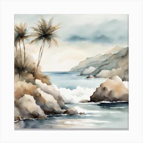 Watercolour Of Palm Trees Canvas Print