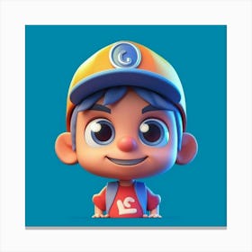 Cartoon Boy With Hat Canvas Print