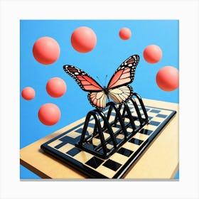 Butterfly On Chess Board 6 Canvas Print