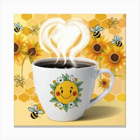 Sunflowers And Bees Canvas Print