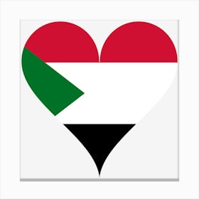 Heart Of Urdunn Heart Love Flag Sudan Heart Shaped Canvas Print