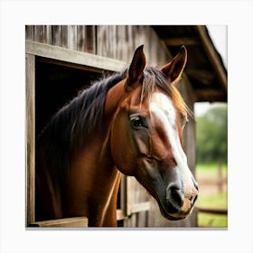 Head Purebred Equestrian Beauty Window Horse Shed Rural Farm Photo Horizontal Mare Hobby Canvas Print