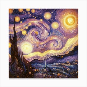 The Milky Way In Shades Of Honey And Lavender Swirls Klimt Style 4 Canvas Print