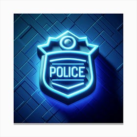 Police Badge Neon Sign Canvas Print