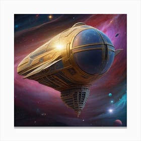 Spaceship In Space Canvas Print