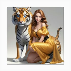 Tiger And Girl 8 Canvas Print