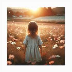 Little Girl In A Field Of Flowers Canvas Print